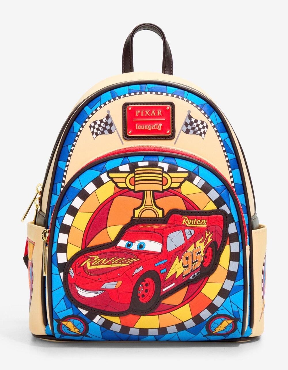 Loungefly Disney Cars Lightning McQueen Stained Glass Mini Backpack NWT